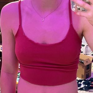 red ribbed cropped tank, womens xs